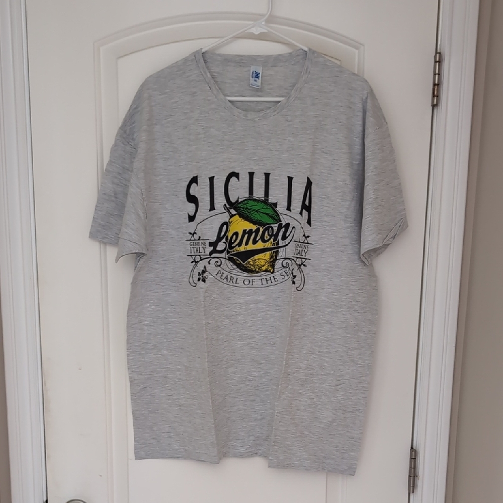 BRAND NEW Gray Sicilia Lemon Graphic T-Shirt